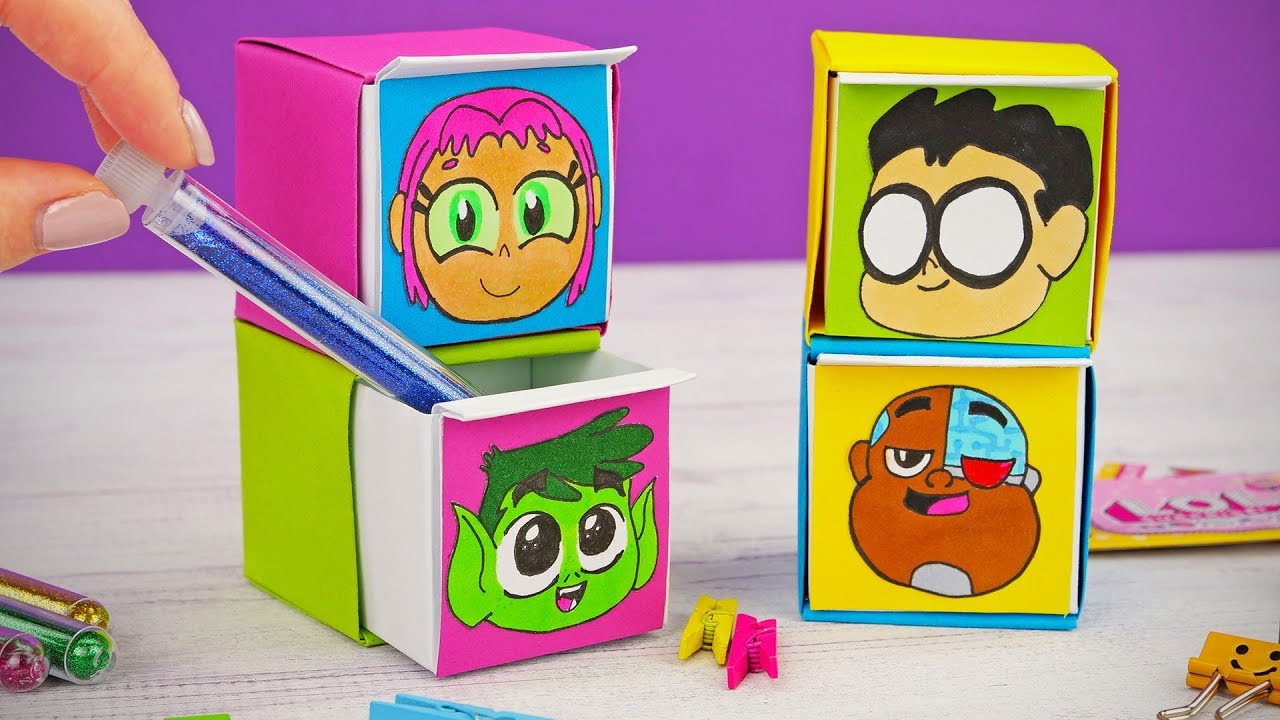 DIY Pull Out Drawers Origami With Baby Teen Titans Go! | Mini Organizer From Paper 