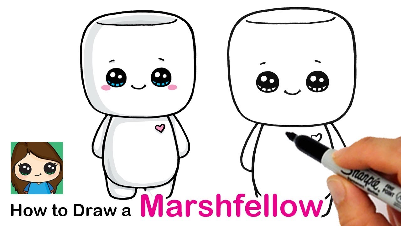 How to Draw a Cute Marshmallow Character Easy | Marshfellows 