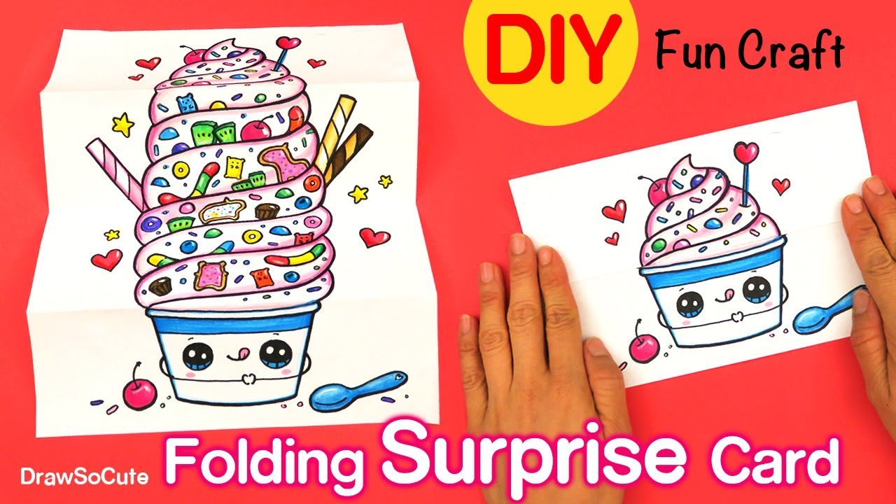 How to Make a Cute Folding Surprise Card DIY Easy 