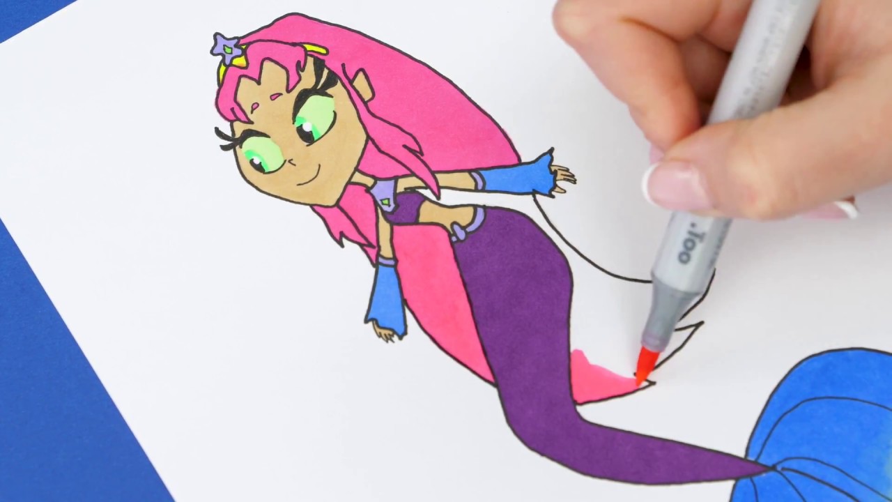 Starfire Mermaid Princess Drawing | Teen Titans Go Transformation