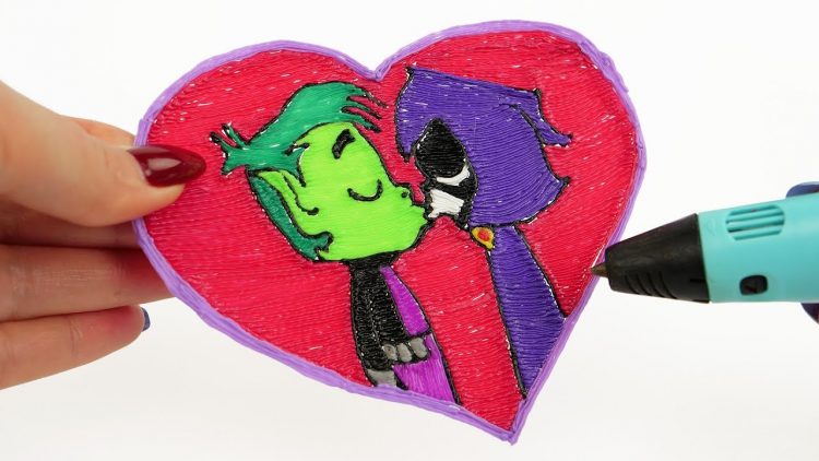 Teen Titans Beast Boy And Raven Kissing Draw With 3d Pen Teen Titans Love Couple