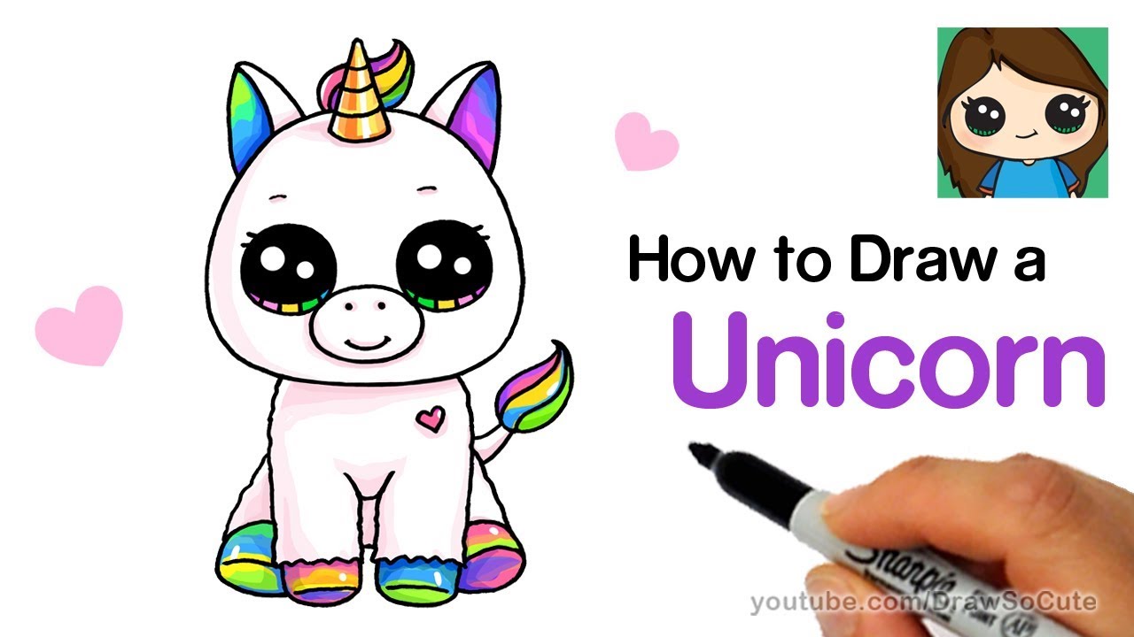 How to Draw a Baby Unicorn easy Beanie Boos