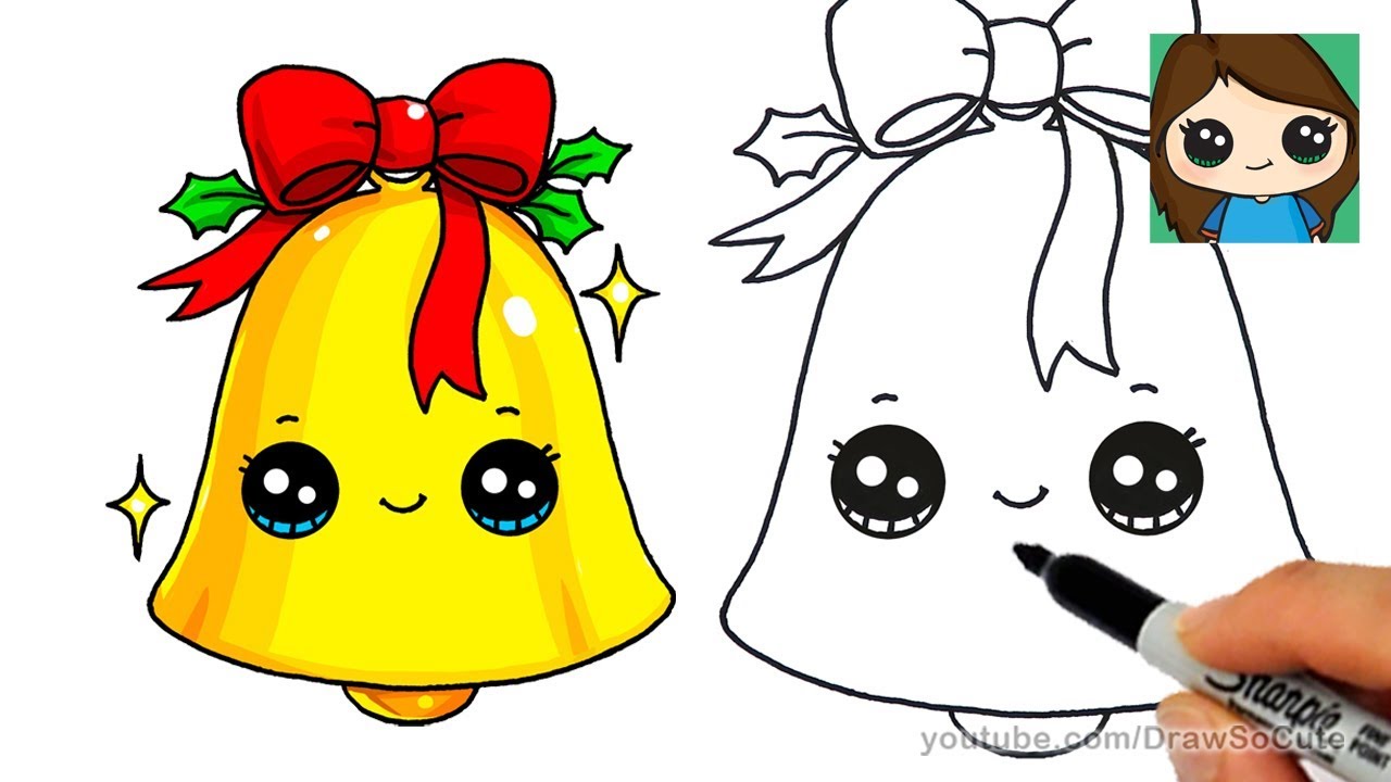How to Draw a Christmas Bell Easy and Cute 