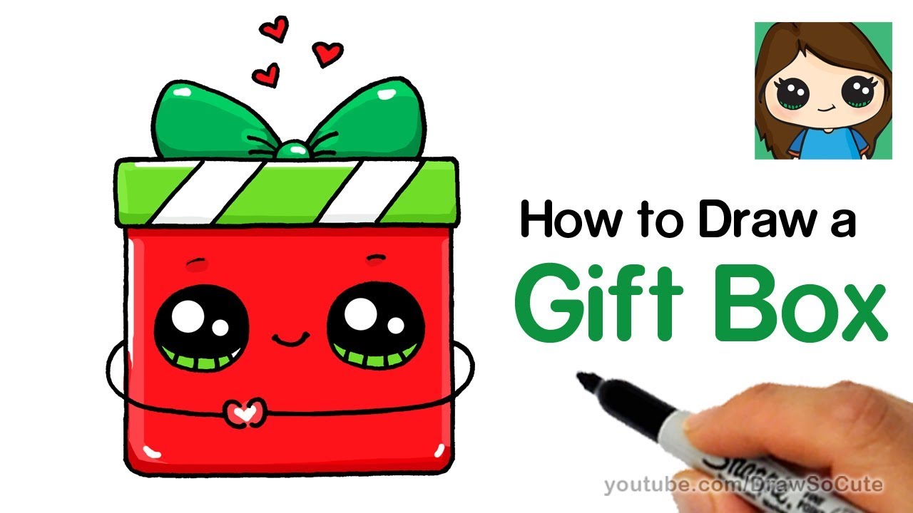 How to Draw a Gift Box Present Easy | Christmas Holiday 
