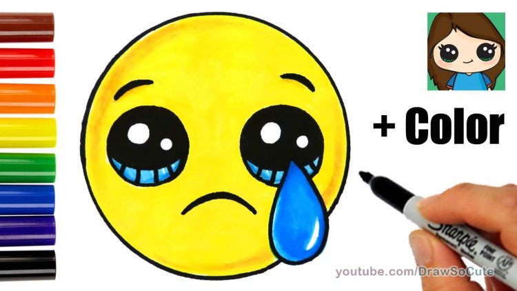 how to draw a sad face emoji easy with coloring  bizimtube