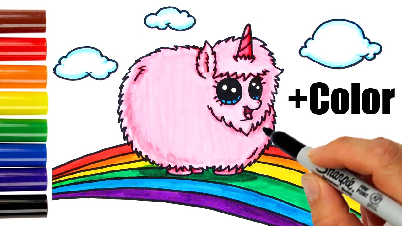 How To Draw Color Pink Fluffy Unicorn Dancing On Rainbow Step By Step - roblox music code for pink fluffy unicorns dancing on rainbows youtube