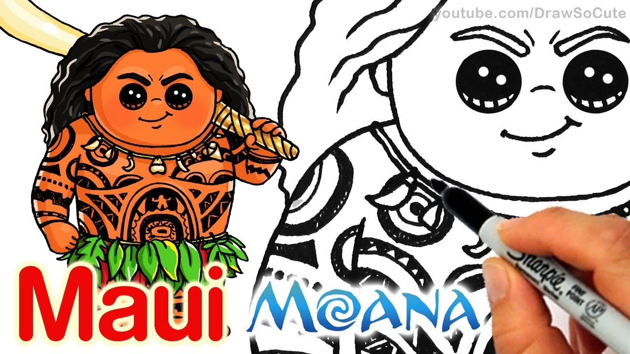How to Draw Maui step by step Chibi - Disney Moana 