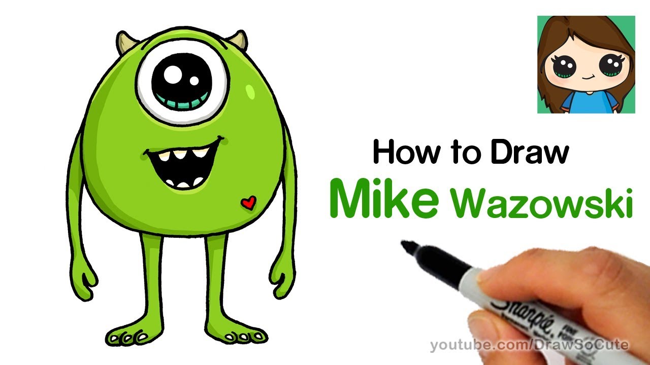 How to Draw Mike Wazowski Easy | Monster's Inc. 