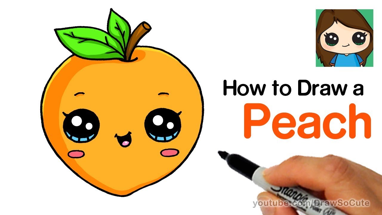 How to Draw a Peach Easy and Cute | Cartoon Fruit 