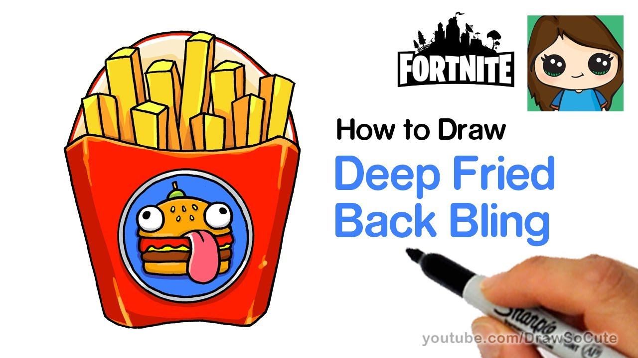 How to Draw Deep Fried Back Bling Easy | Fortnite Durr Burger 
