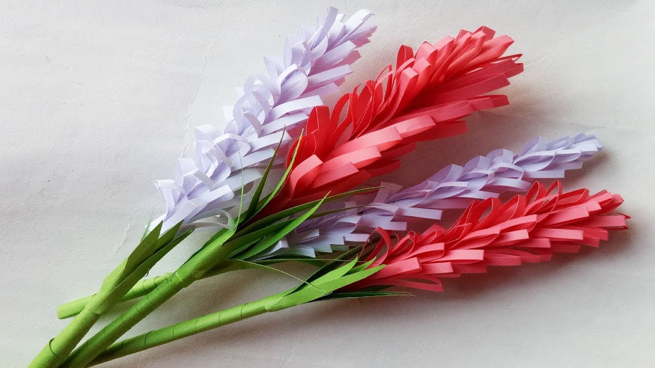 How to make lavender paper flowers.Easy origami flowers for beginners making. 