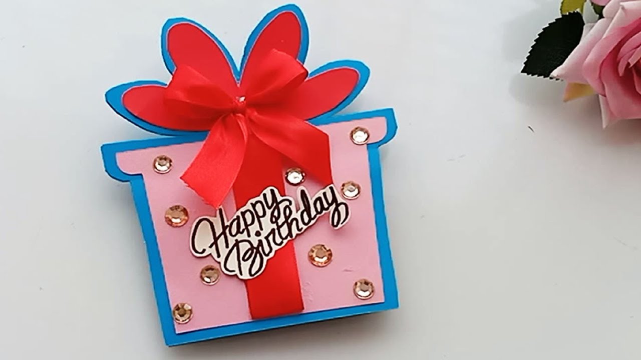 How to make Gift Box Birthday Card//Handmade easy card Tutorial 
