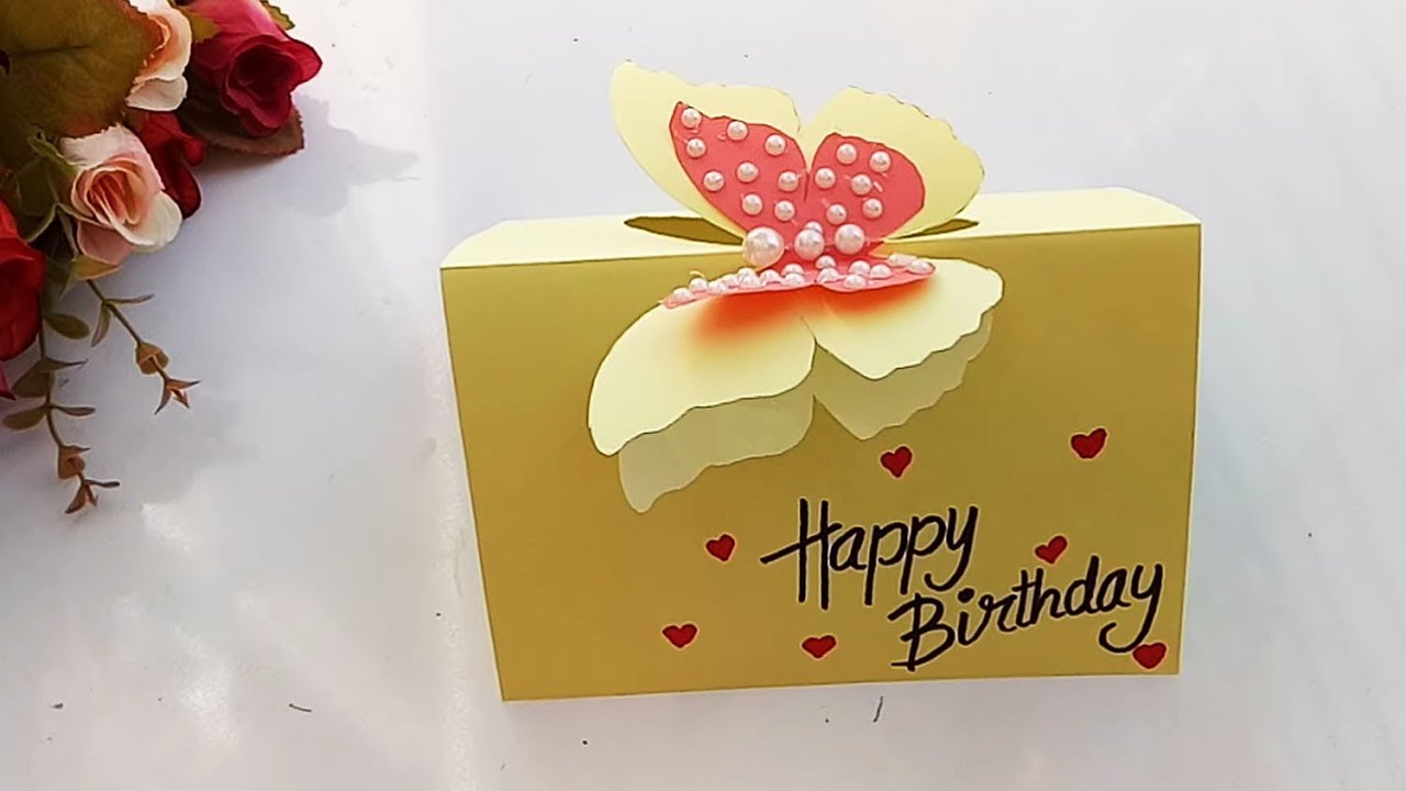 Beautiful Handmade Butterfly Birthday card//Birthday card idea... 