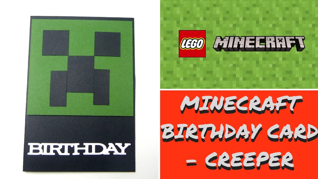Lego Minecraft Birthday Card - Minecraft Creeper 