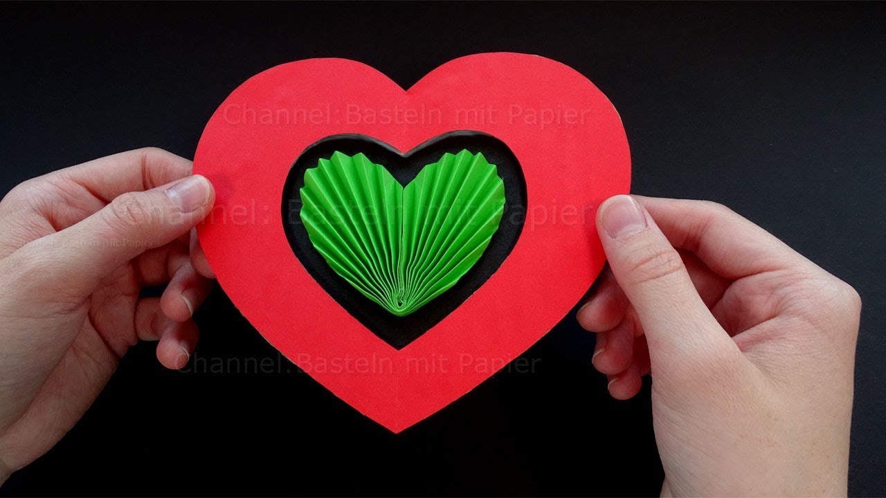 Geschenke basteln mit Papier: Leichte DIY Karte mit 3D Herz selber machen 
