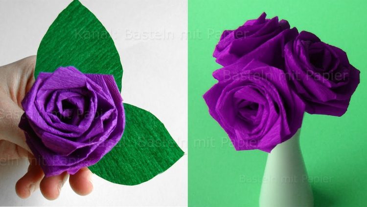 Origami Rose Falten Blumen Basteln Rosen Aus Krepp Papier Diy Bastelideen Geschenke Fur Mama