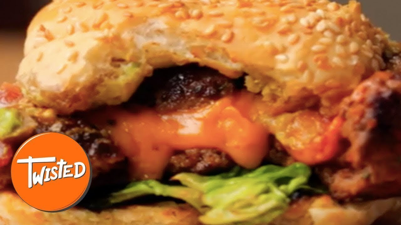 Juicy Lucy Taco Burger Recipe | Homemade Cheeseburger Recipe | Twisted 