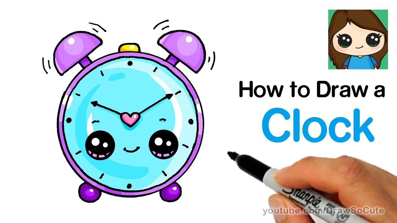 How to Draw an Alarm Clock Easy and Cute 
