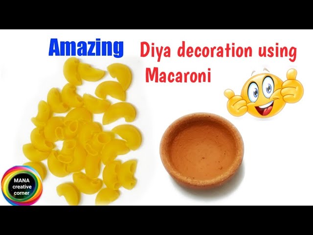 #Diya decoration#Diy diya decorating idea with Macaroni/Mana Creative corner 