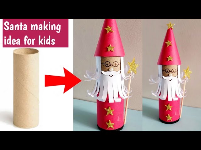 How to make Santa Claus easily at home #Santa making idea for kids #santaclaus with tissue roll 1