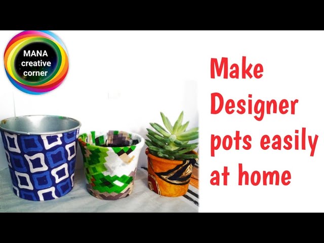 Colourful plant pot decoration ideas/DIY plant pot makeover using fabric/Fabric covered flower pot 