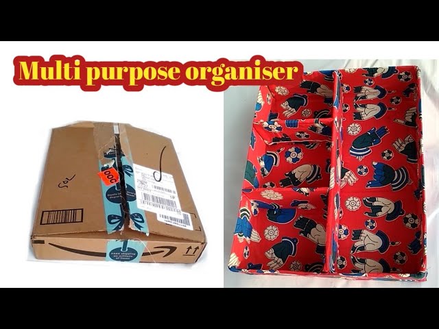 DIY#Multi purpose organiser for wardrobe from waste cardboard box#Best cardboard box reuse idea# 