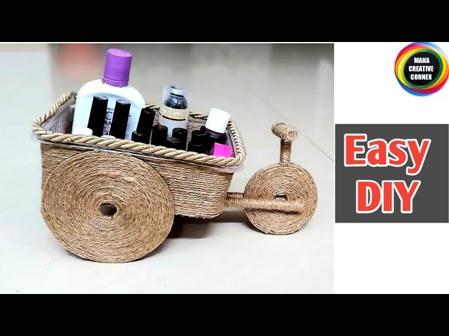 #Wastematerial craft ideas to decorate your home #Bestoutofwaste Plastic container & jute ropecraft 1