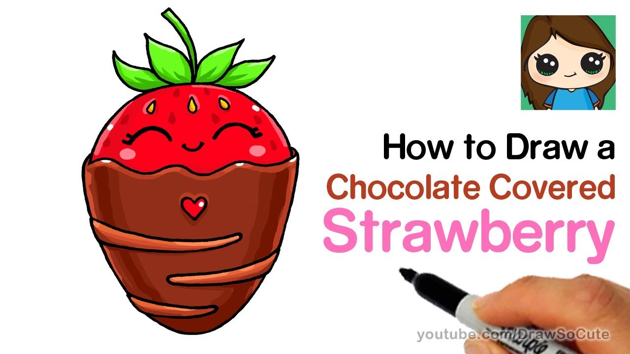 How to Draw a Chocolate Covered Strawberry Easy Cute 