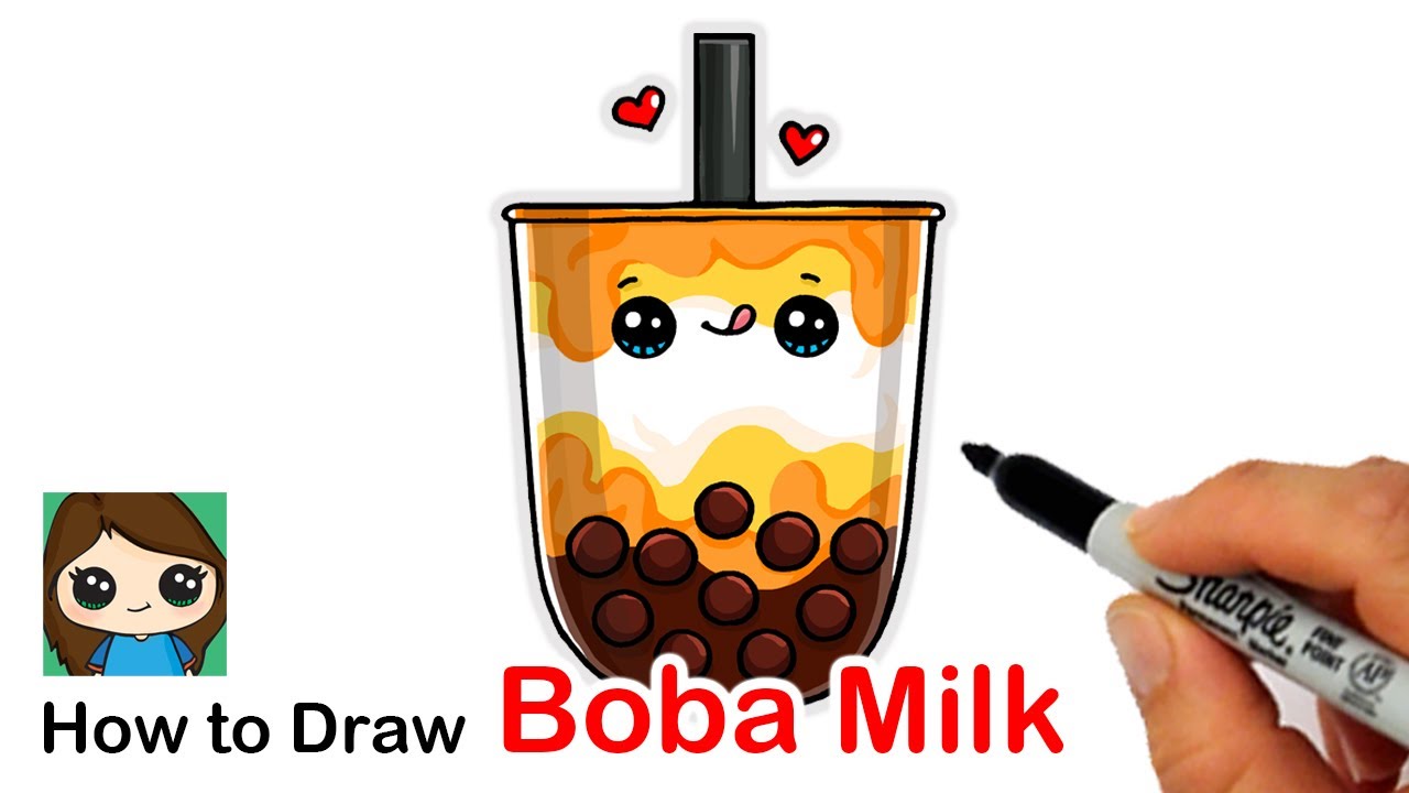 How to Draw a Cup of Boba Milk Cute