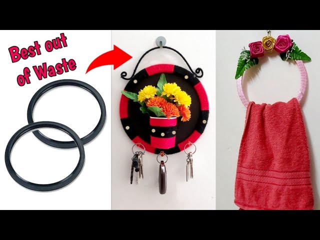 2 Best out of Waste Craft Ideas Using Old Cooker Gasket /How to reuse waste material at home/ DIY 2