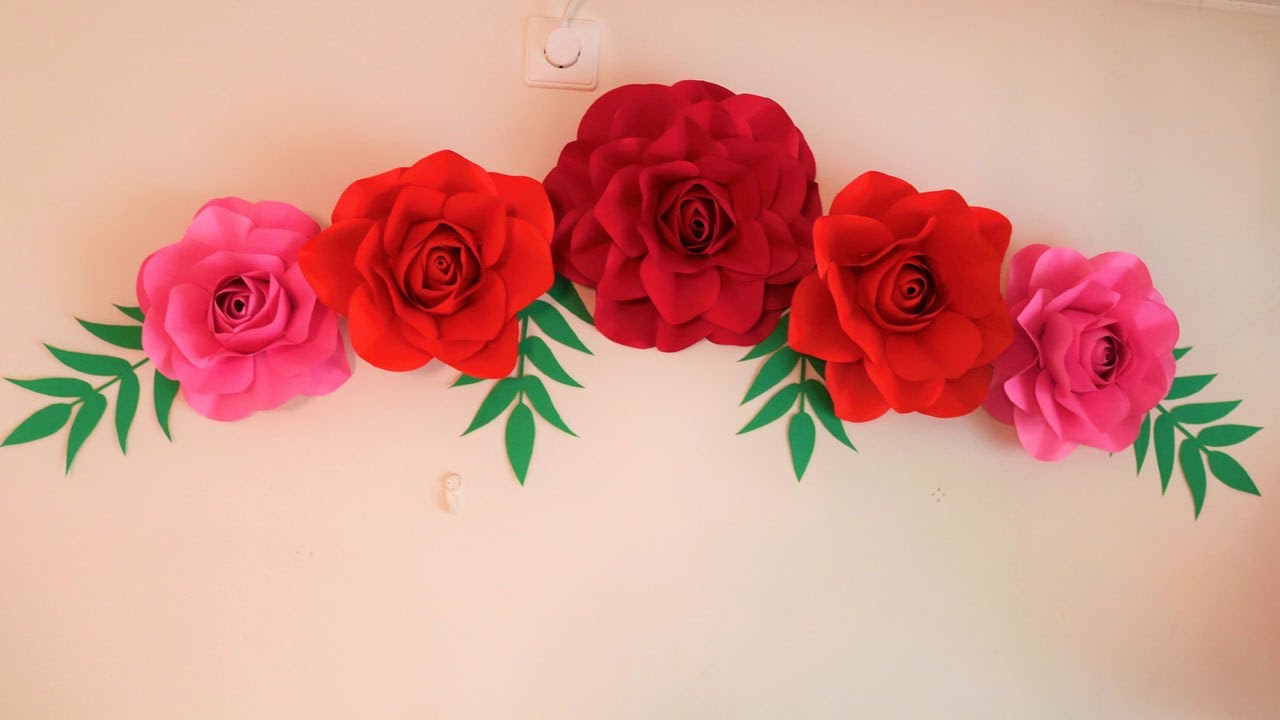 Paper Flower Wall Decoration Paper Craft Diy Wall Decor Big Paper Rose