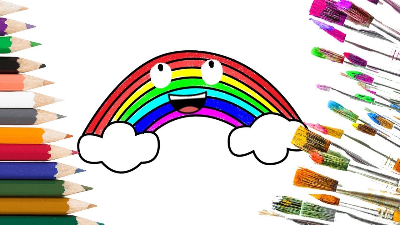 How to Draw a Rainbow and Cloud Easy Step by Step Video for Kids | Animated Rainbow 