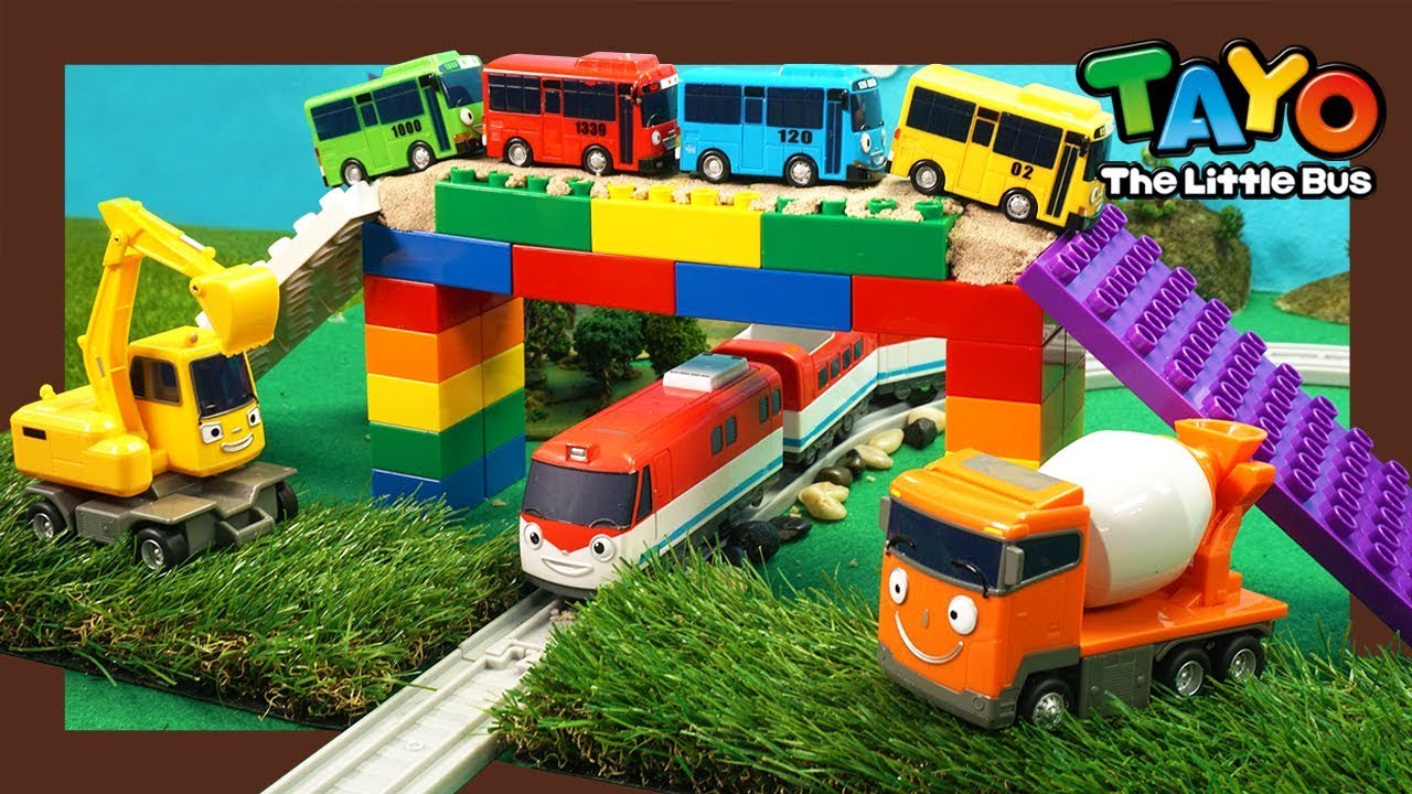 Learn Colors and London Bridge is Falling Down l Heavy Vehicles Lego Play l Tayo the Little Bus 