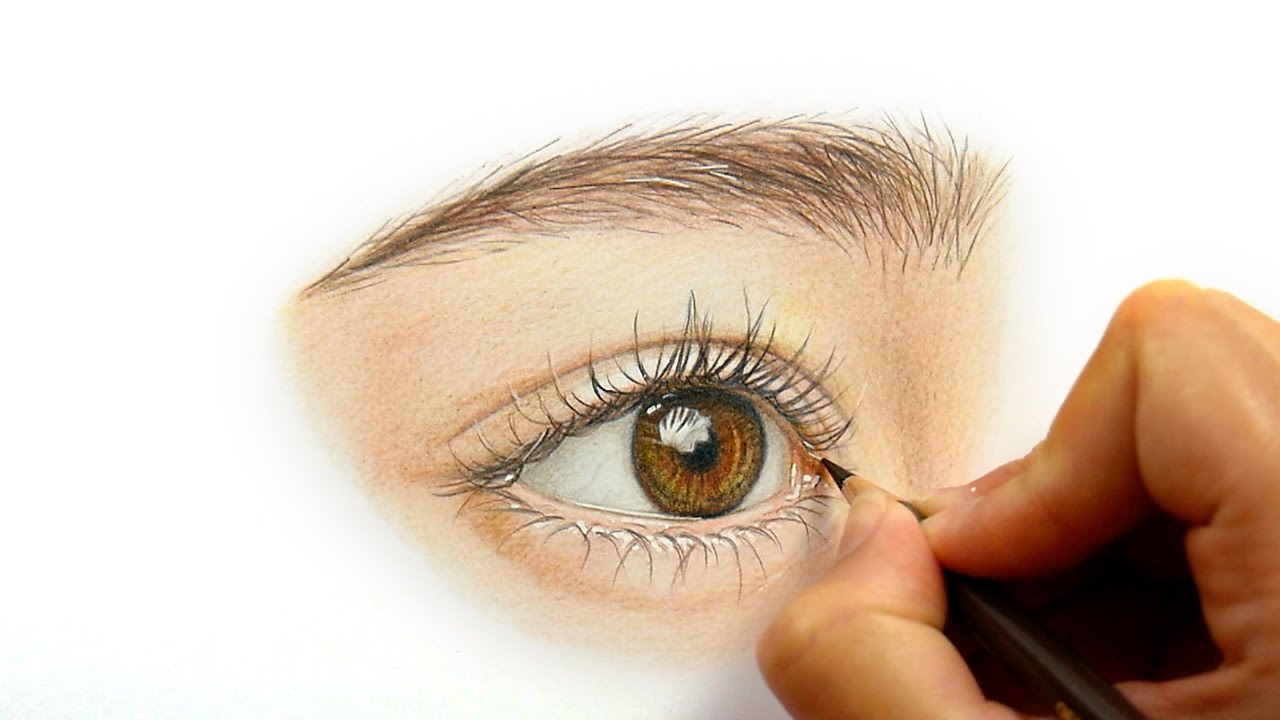 Timelapse | Drawing and coloring a realistic eye with colored pencils | Emmy Kalia 