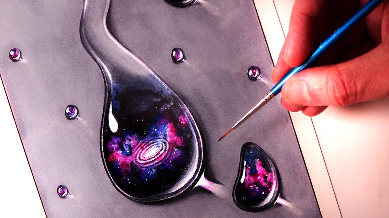 Painting GALAXY WATER DROPS - Time Lapse 