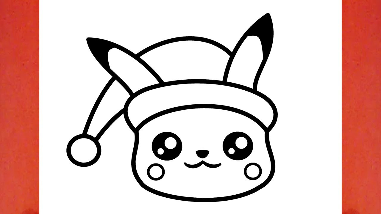 HOW TO DRAW CUTE PIKACHU WITH A CHRISTMAS HAT 