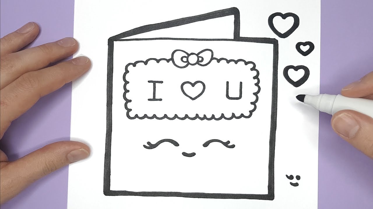 How To Draw a cute LOVE CARD for VALENTINE'S DAY - SUPER EASY 