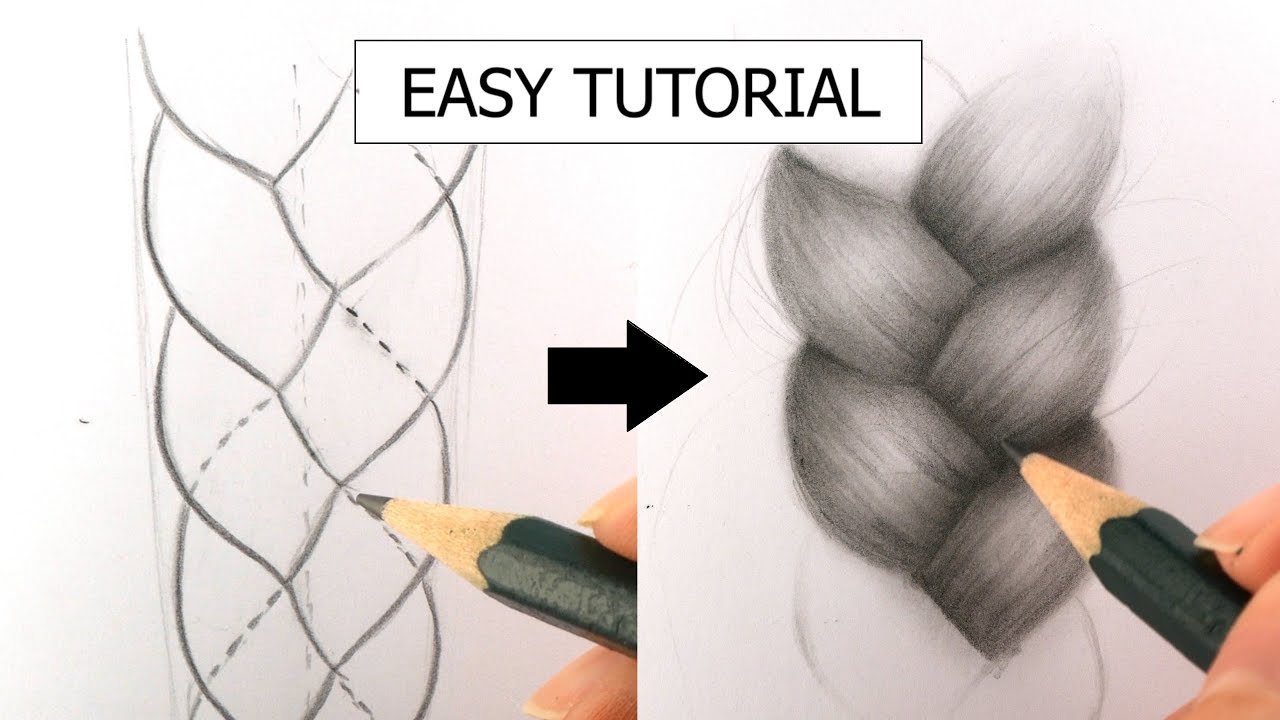 How to Draw Realistic BRAID / PLAIT for Beginners - Real-time EASY TUTORIAL 