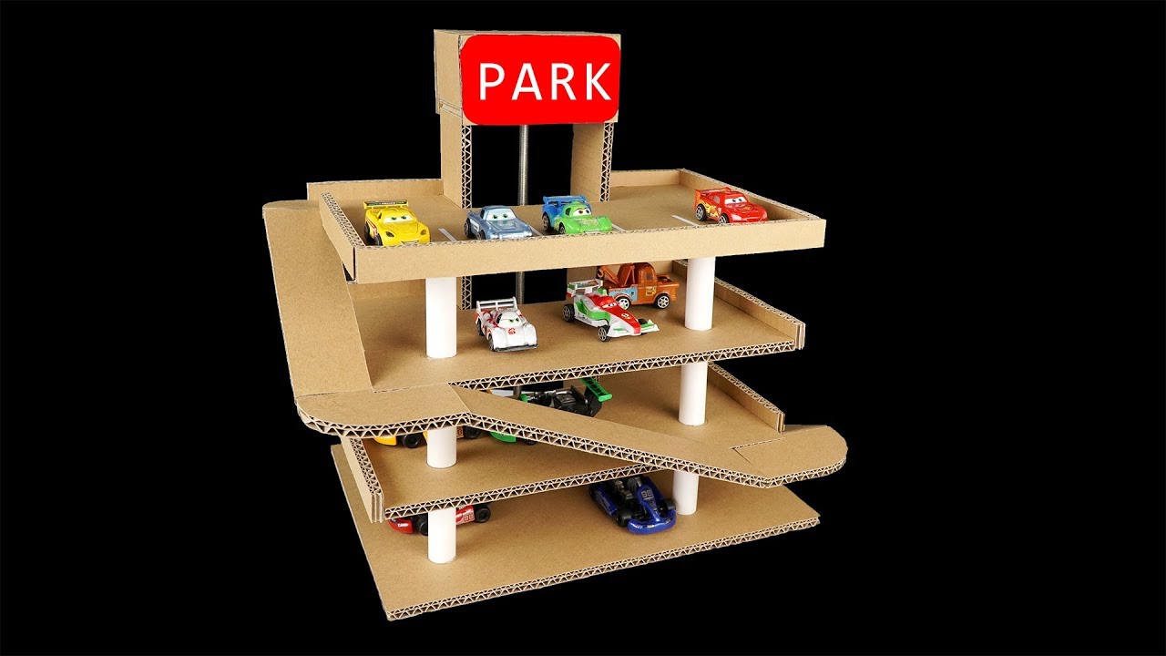 How to Make Car Parking with Lift Machine from cardboard 