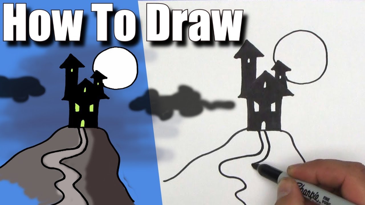 How To Draw a Haunted House! - EASY - Step By Step 