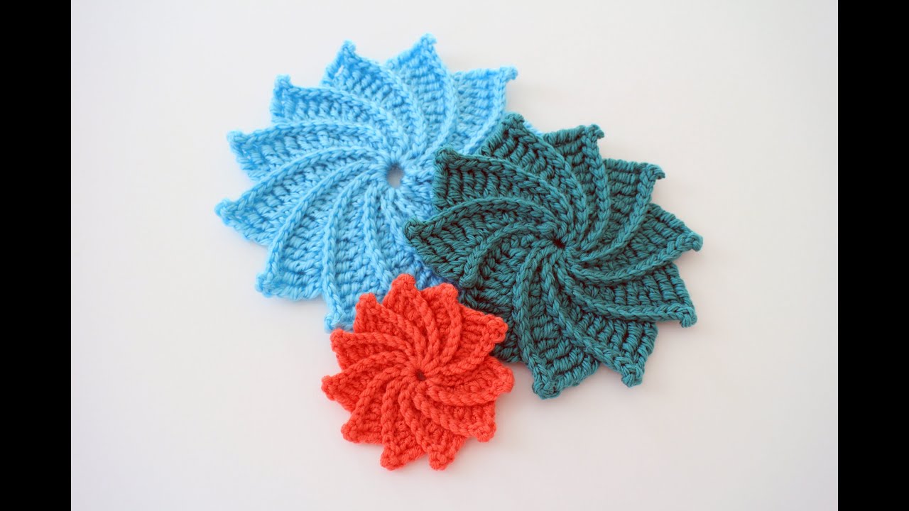 How to Crochet the Spiral Crochet Flower Left Handed 