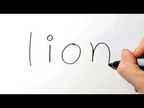 ÇOK KOLAY !!! LİON Kelimesini Resme Çevirme ___How to Turn Words Lion into a Cartoon 