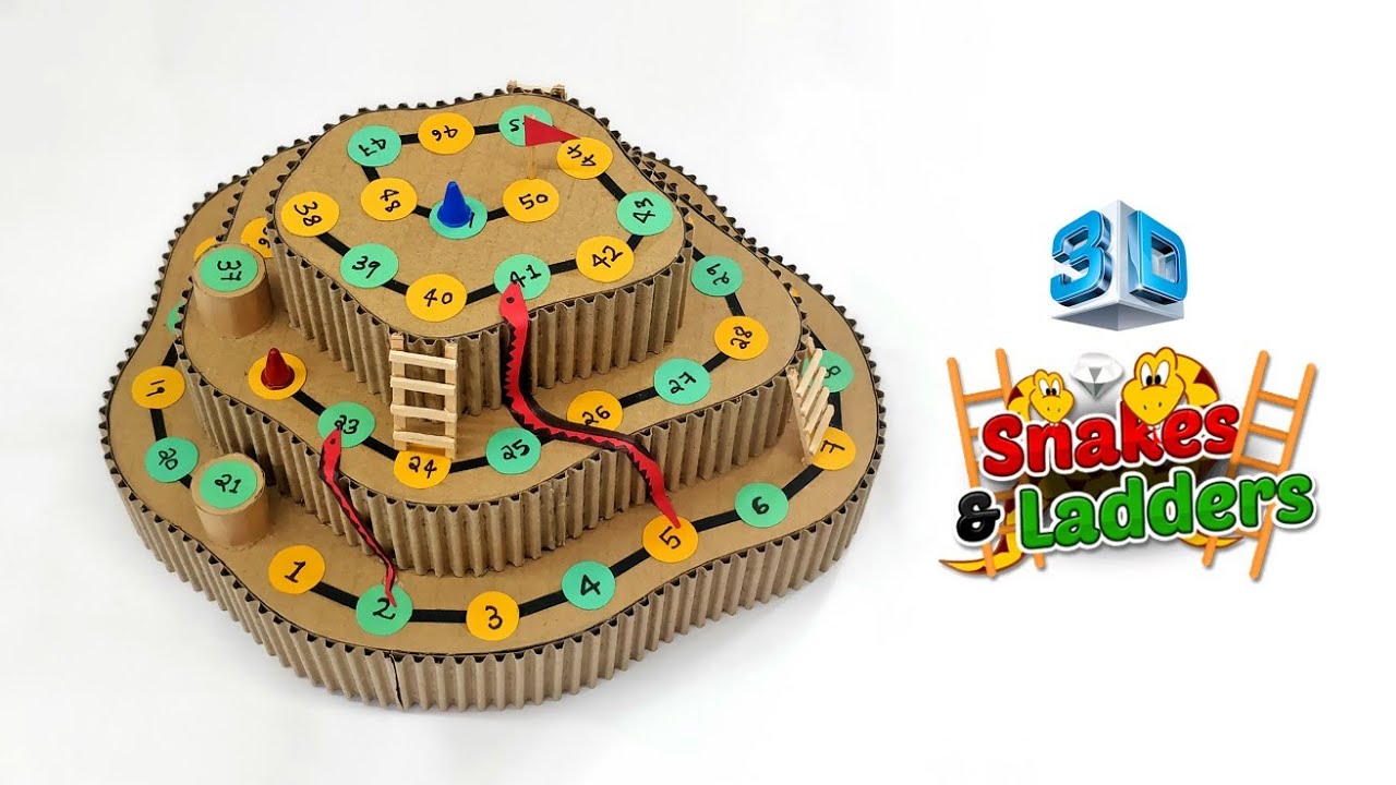 DIY 3D Snakes & Ladders Board Game From Cardboard 