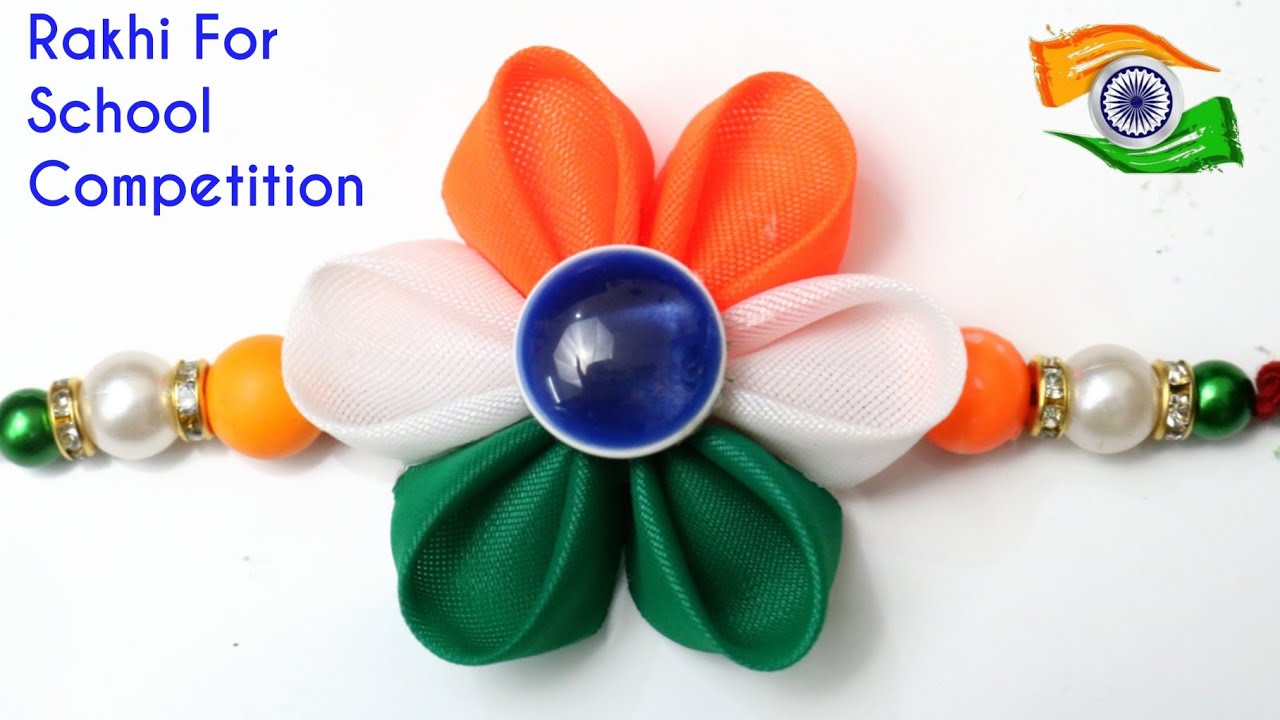 DIY Indian Tricolor Rakhi Rakhi For Kids| Ribbon Flower Rakhi| #rakhi #rakshabandhan #kanzashiflower 