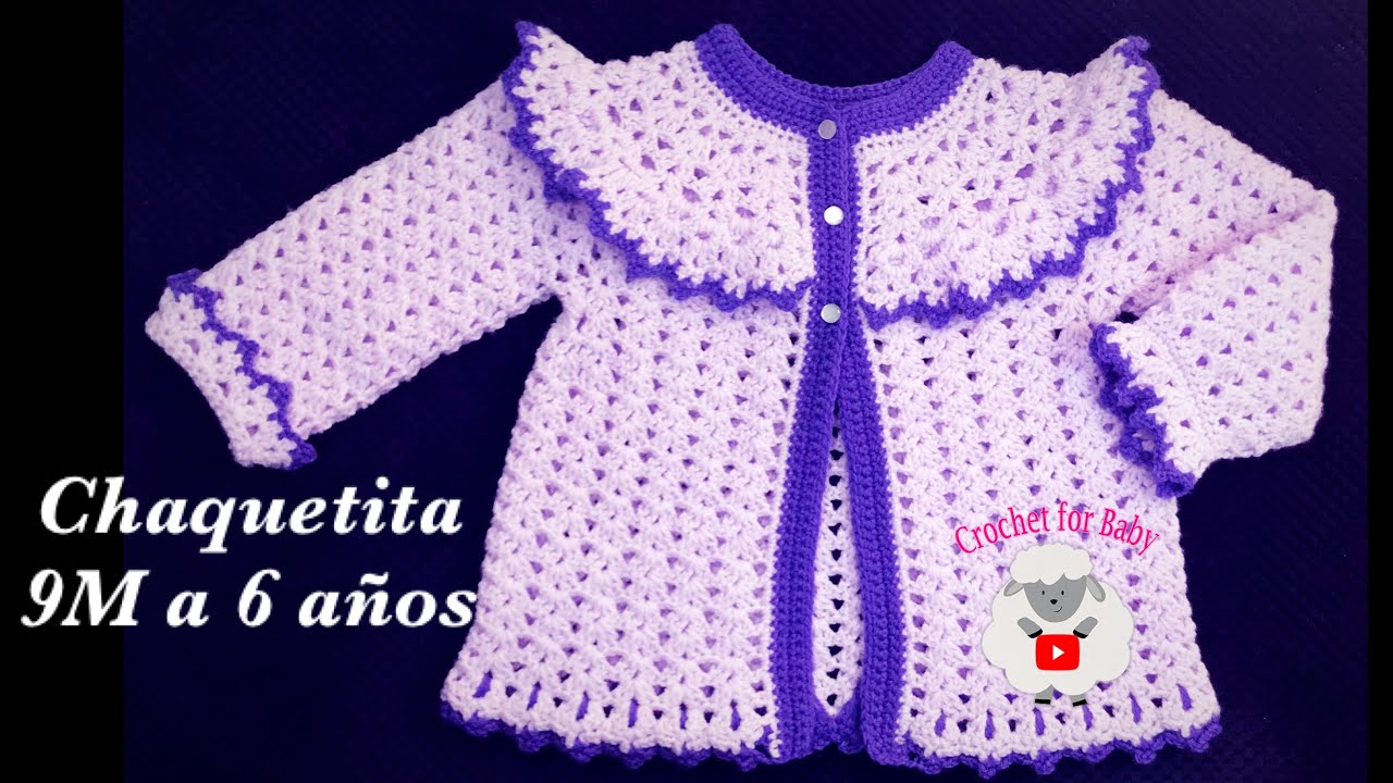 Chaquetita para bebé, Abrigo, Casaquinho a crochet o ganchillo paso a paso niñas18-24 meses #205 