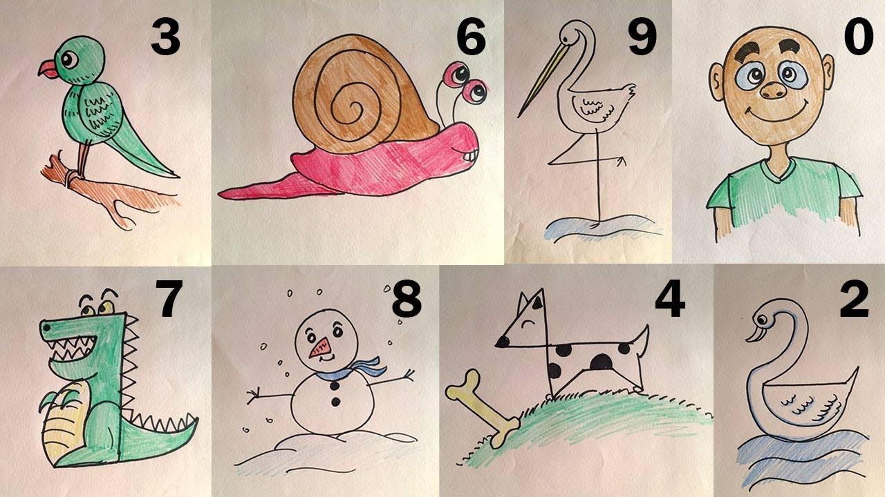 How to Draw Anything from Numbers 1 to 10 Easy Drawing for Kids 1
