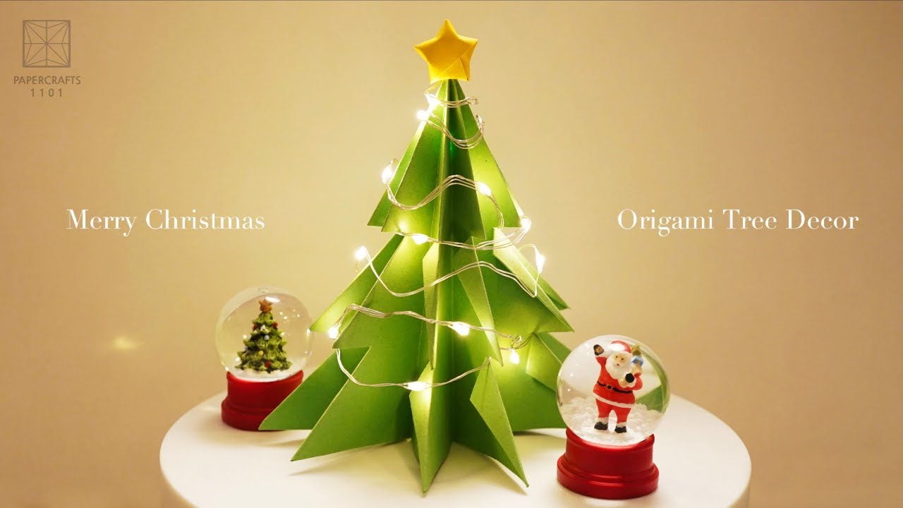 Origami Christmas Tree Decor - Paper Folding / Papier Falten / 종이접기 - Paper Crafts 1101 おりがみ 