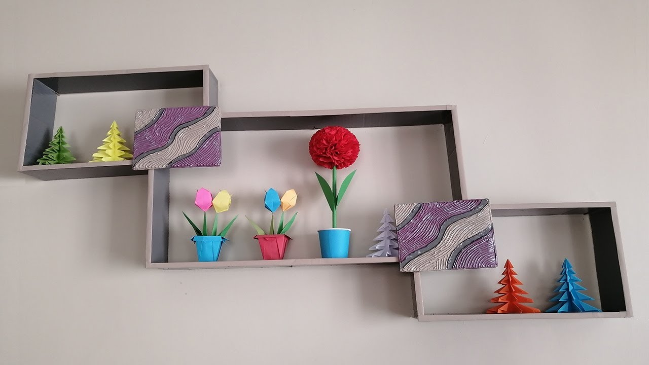 Kartondan Dekoratif Raf Yapımı / How to make a Cardboard Shelf - Wall Hanging Shelf 