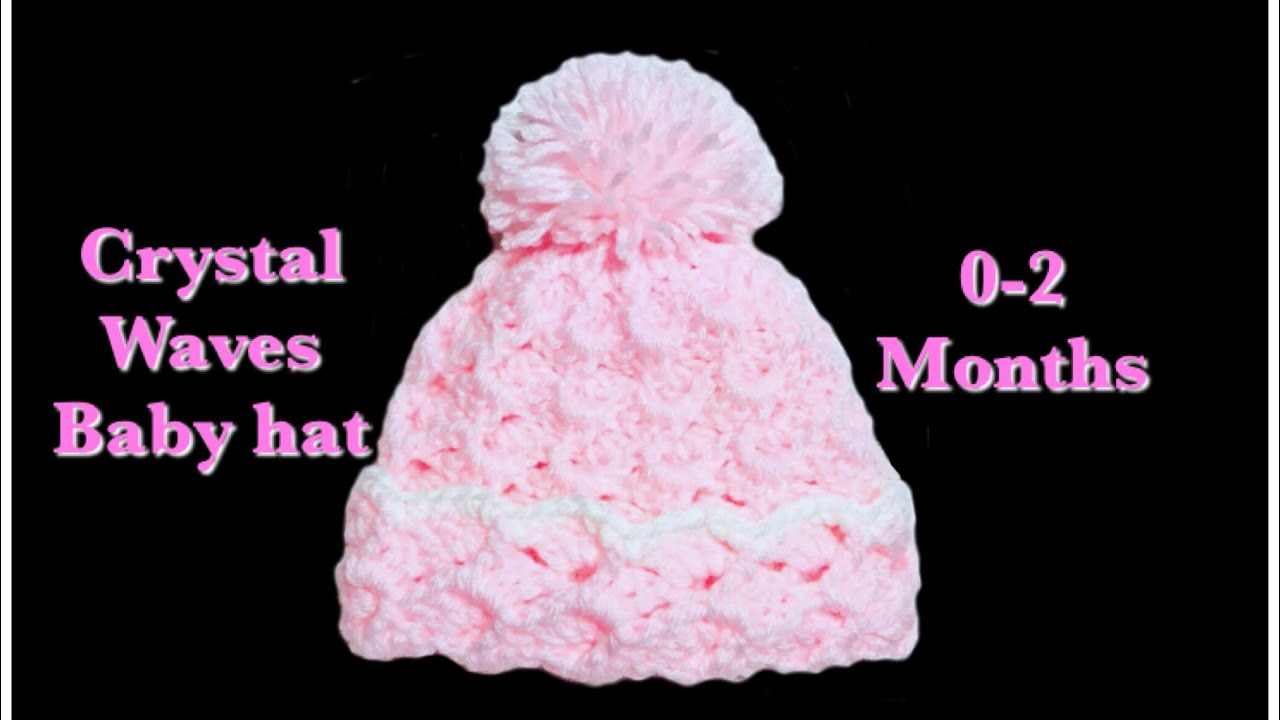 Crystal waves crochet stitch newborn baby hats #129 