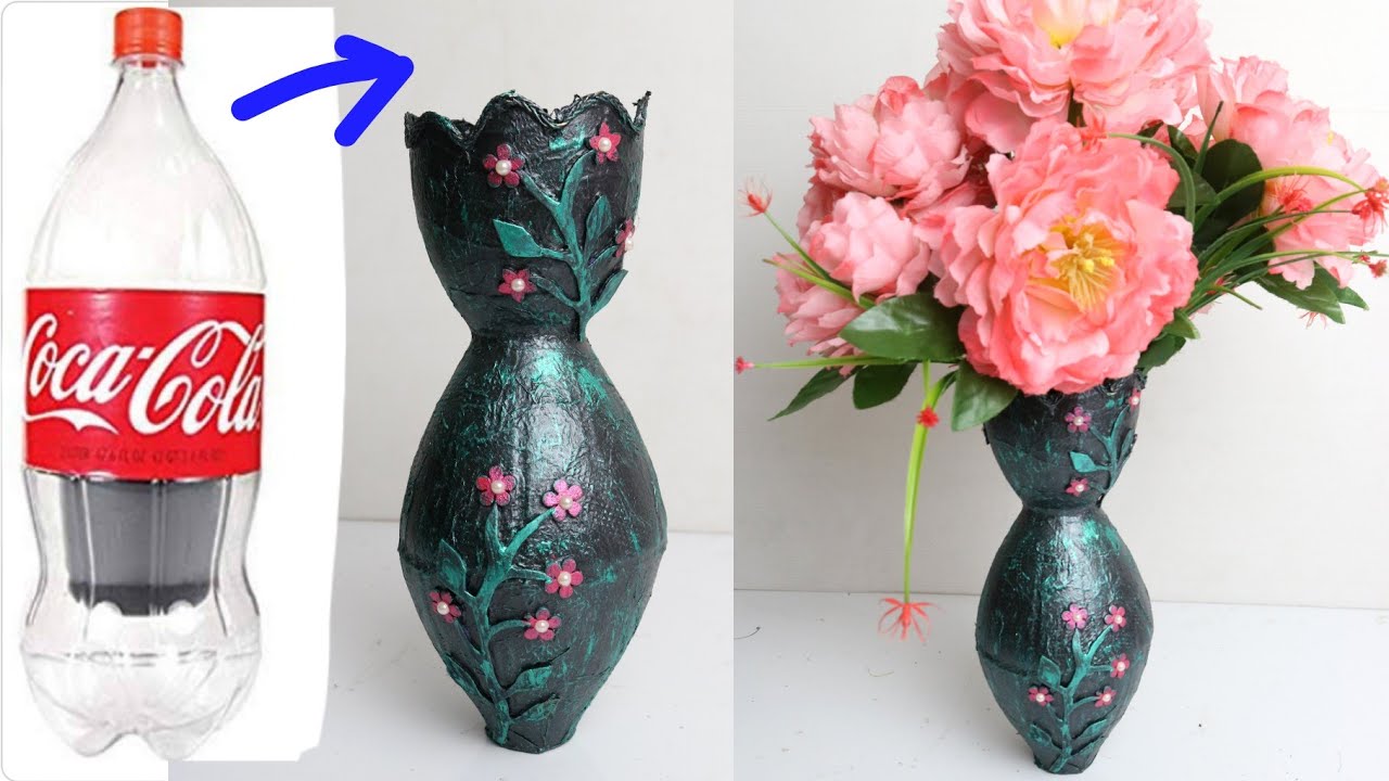 Plastic Bottle Flower Vase| How to make flower vase at home| best out of waste plastic bottles 